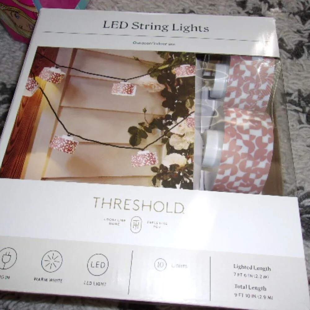 10ct LED Brown Printed Geo Shades Indoor Outdoor Orb and Globe String Lights